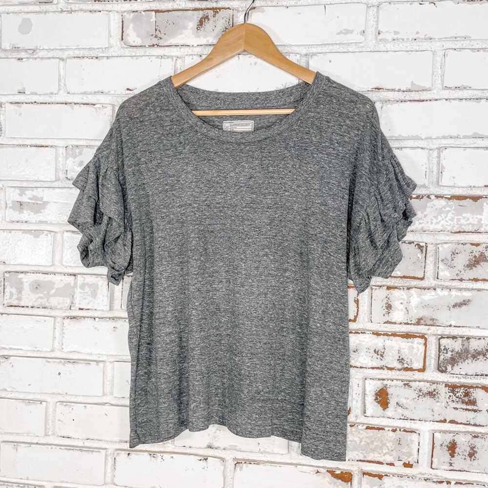 Current/Elliott Women's The Ruffle Roadie Tee in Heathered Gray 1
